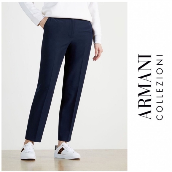 Armani Collezioni Pants - 35) ARMANI COLLEZIONI Women's Blue Cigarette Pressed Pants Sz. 4
